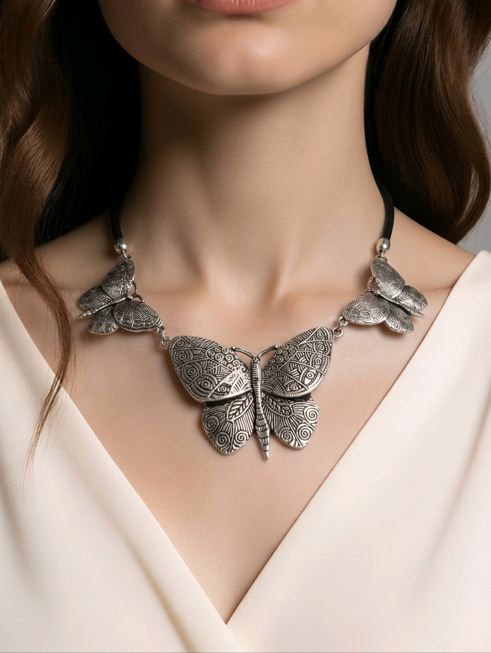 Chunky 3 Butterfly Necklace